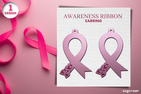 Cancer Awareness Earrings Laser Cut SVG SvgOcean 