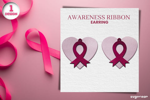 Cancer Awareness Earrings Laser Cut SVG SvgOcean 