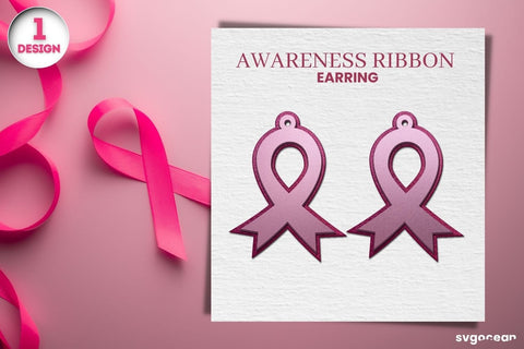 Cancer Awareness Earrings Laser Cut SVG SvgOcean 