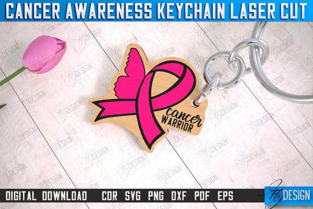 Cancer Awareness Keychain | Battling Cancer | Quotes Cancer Winner | CNC File SVG Fly Design 