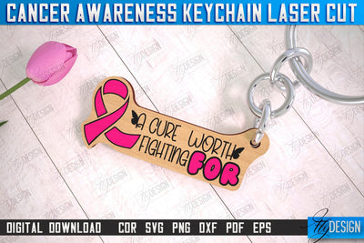 Cancer Awareness Keychain | Battling Cancer | Quotes Cancer Winner | CNC File SVG Fly Design 