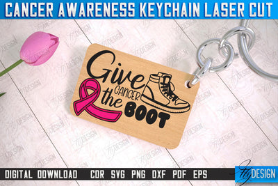 Cancer Awareness Keychain | Battling Cancer | Quotes Cancer Winner | CNC File SVG Fly Design 