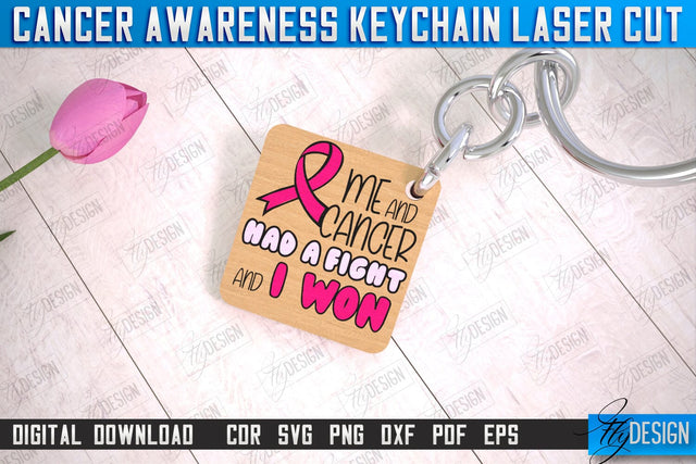 Cancer Awareness Keychain | Battling Cancer | Quotes Cancer Winner | CNC File SVG Fly Design 