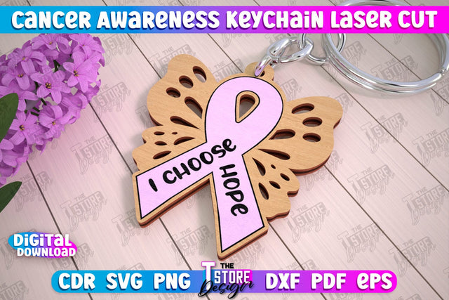 Cancer Awareness Keychain | Battling Cancer | Quotes Cancer Winner | CNC File SVG The T Store Design 