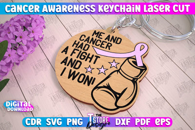 Cancer Awareness Keychain | Battling Cancer | Quotes Cancer Winner | CNC File SVG The T Store Design 