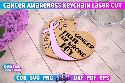 Cancer Awareness Keychain | Battling Cancer | Quotes Cancer Winner | CNC File SVG The T Store Design 