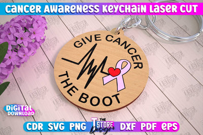 Cancer Awareness Keychain | Battling Cancer | Quotes Cancer Winner | CNC File SVG The T Store Design 