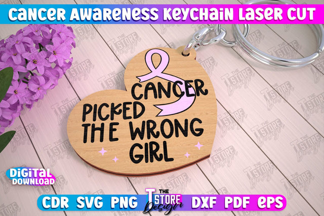 Cancer Awareness Keychain | Battling Cancer | Quotes Cancer Winner | CNC File SVG The T Store Design 