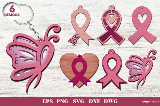 Cancer Awareness Keychains Laser Cut SVG SvgOcean 
