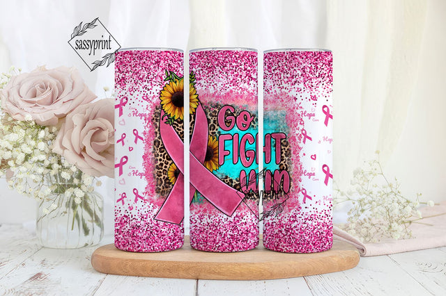 Cancer awareness tumbler bundle 20oz Skinny Tumbler Sublimation Design Breast Cancer Awareness Glitter Pink Tumbler Design-PNG Sublimation sassyprint 