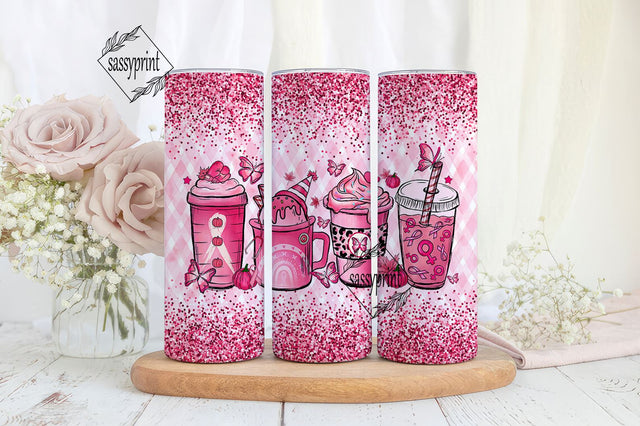 Cancer awareness tumbler bundle 20oz Skinny Tumbler Sublimation Design Breast Cancer Awareness Glitter Pink Tumbler Design-PNG Sublimation sassyprint 