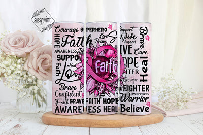 Cancer awareness tumbler bundle 20oz Skinny Tumbler Sublimation Design Breast Cancer Awareness Glitter Pink Tumbler Design-PNG Sublimation sassyprint 