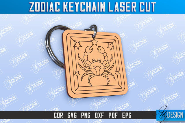 Cancer Keychain Laser Cut | Astrology Design | Zodiac Sign | CNC File SVG Fly Design 