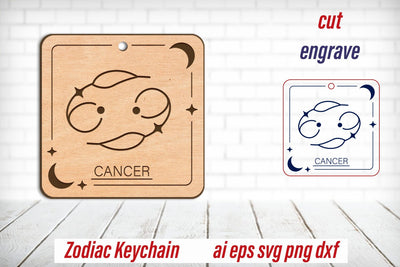 Cancer keychain svg, Zodiac sign, Astrology laser engraving SVG AnastasiyaArtDesign 