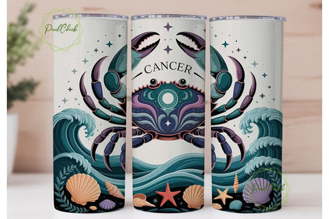 Cancer Zodiac 20oz Tumbler Design Sublimation PixelChick 