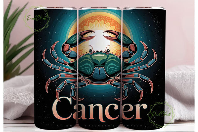 Cancer Zodiac Sign 20oz Tumbler Wrap Sublimation PixelChick 
