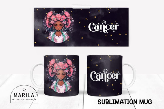 Cancer Zodiac Sign Mug Sublimation design Sublimation Marilakits 