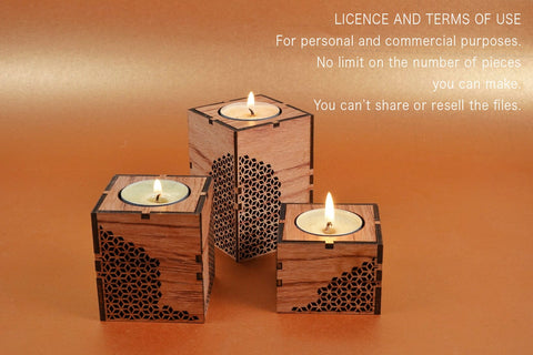 Candle Holder Tower Traf Vector File for Laser Cutter - 3 variations. SVG MaramadeLaser 