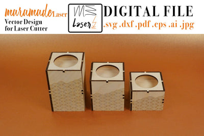 Candle Holder Tower Vector File for Laser Cutter. SVG MaramadeLaser 