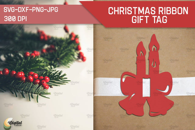 Candle SVG. Christmas Ribbon Gift Tag Paper Cut 3D Paper Evgenyia Guschina 