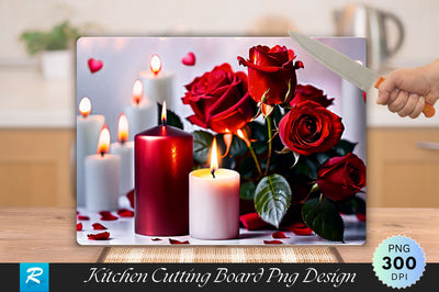 Candle with Red Roses Cutting Board Sublimation Regulrcrative 