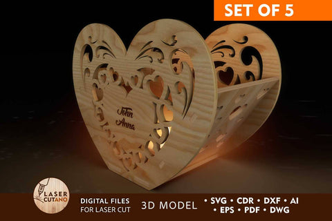 Candlestick 3D Model Decorative Template, Wood Cut FIle SVG LaserCutano 