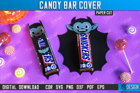 Candy Bar Cover Paper Cut Bundle, Halloween Trick or Treat, Halloween Candy Bar Wrapper SVG, Halloween Party Favor, Candy Holder SVG SVG Fly Design 