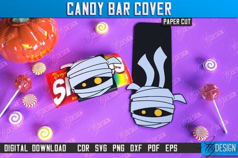 Candy Bar Cover Paper Cut Bundle, Halloween Trick or Treat, Halloween Candy Bar Wrapper SVG, Halloween Party Favor, Candy Holder SVG SVG Fly Design 