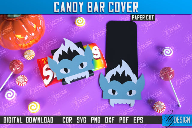Candy Bar Cover Paper Cut Design, Halloween Trick or Treat, Halloween Candy Bar Wrapper SVG, Halloween Party Favor, Candy Holder SVG SVG Fly Design 