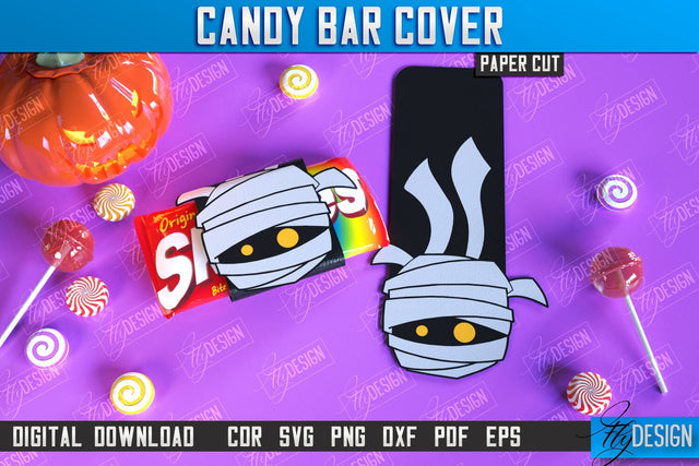 Candy Bar Cover Paper Cut Design, Halloween Trick or Treat, Halloween Candy Bar Wrapper SVG, Halloween Party Favor, Candy Holder SVG SVG Fly Design 