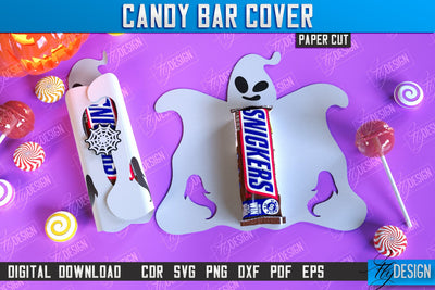Candy Bar Cover Paper Cut Design, Halloween Trick or Treat, Halloween Candy Bar Wrapper SVG, Halloween Party Favor, Candy Holder SVG SVG Fly Design 