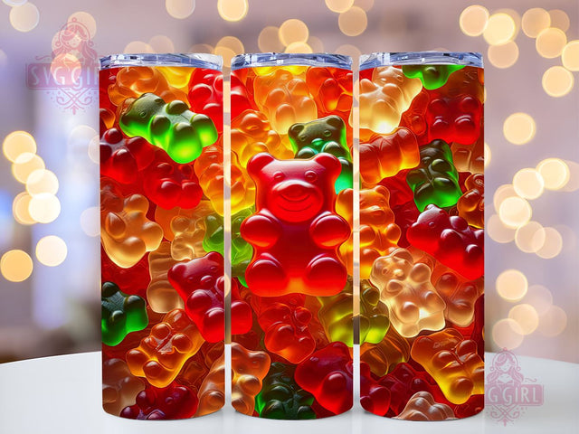 Candy Bear 20oz Tumbler Wrap Sublimation Design, Straight Tapered Tumbler Wrap, Colorful Gummy Bears Tumbler Png, Instant Digital Download Sublimation SvggirlplusArt 