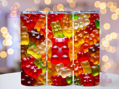 Candy Bear 20oz Tumbler Wrap Sublimation Design, Straight Tapered Tumbler Wrap, Colorful Gummy Bears Tumbler Png, Instant Digital Download Sublimation SvggirlplusArt 