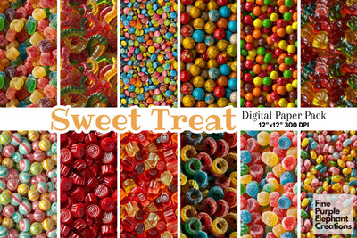 Candy Cake Sweets Chocolate Gummy Texture Paper Digital Pattern Fine Purple Elephant Creations 