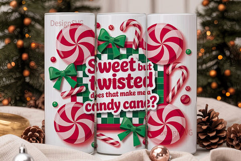 Candy Cane Christmas 20oz Tumbler Wrap Sublimation DesignSVG 