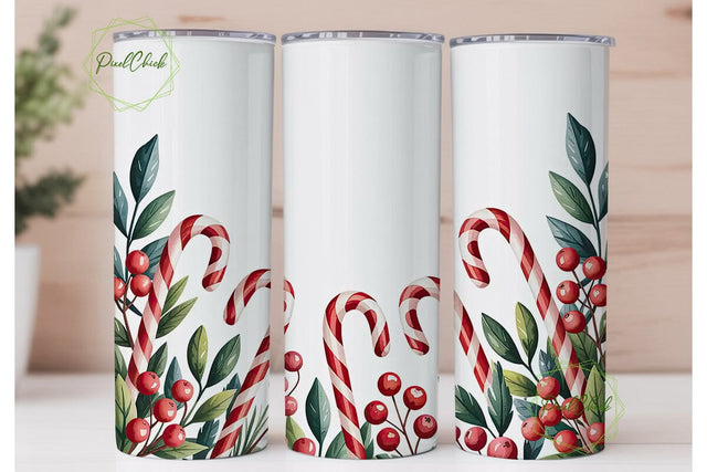 Candy Cane Christmas 20oz Tumbler Wrap Sublimation PixelChick 