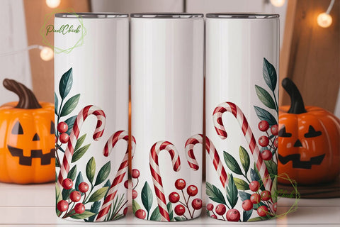 Candy Cane Christmas 20oz Tumbler Wrap Sublimation PixelChick 