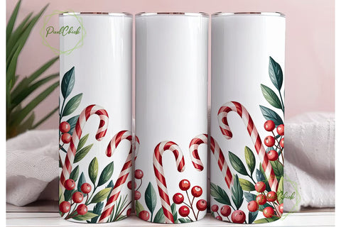 Candy Cane Christmas 20oz Tumbler Wrap Sublimation PixelChick 