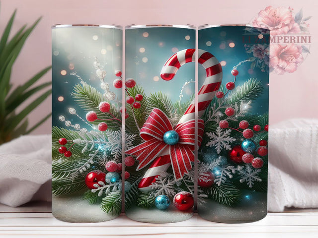 Candy Cane Christmas Holiday Tumbler, Holiday Sublimation Design, Festive Cup Art, 20oz Xmas Tumbler, Whimsical Candy Cane Mug, Stylish Christmas Cup, Cozy Holiday Wrap Sublimation Li Zamperini 