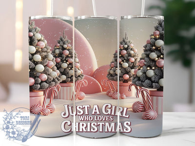 Candy Cane Christmas Tree Girl Tumbler, Just a Girl Who Loves Christmas Wrap, 20oz Tumbler Sublimation, Festive Candy Cane Design, Cute Holiday Sublimation, Cozy Winter Tumbler, Seasonal Christmas Wrap Sublimation ToriDesigns 