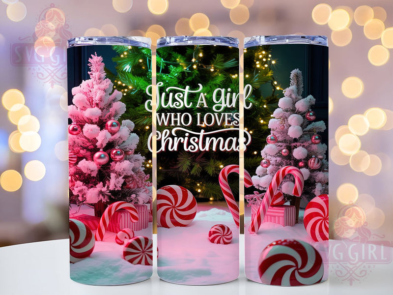 Candy Cane Christmas Tree Tumbler, Girl Who Loves Christmas, Candy Cane Tumbler, 20Oz Wrap Design, Christmas Sublimation, Festive Holiday Art, Cute Christmas Tree Sublimation SvggirlplusArt 