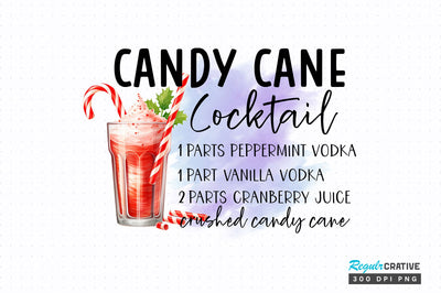 Candy cane cocktail PNG design Sublimation Regulrcrative 
