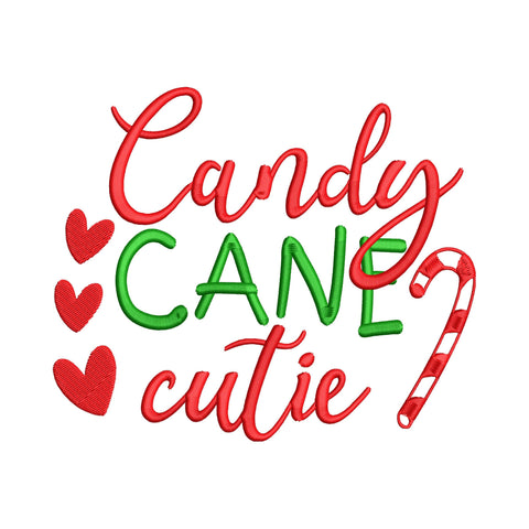 Candy Cane Cutie Embroidery Design | Cute Christmas Kids Embroidery File | Holiday Girl Shirt Machine Embroidery | 5 Sizes Embroidery/Applique DESIGNS HappyDesignStudio 
