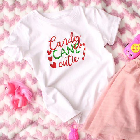 Candy Cane Cutie Embroidery Design | Cute Christmas Kids Embroidery File | Holiday Girl Shirt Machine Embroidery | 5 Sizes Embroidery/Applique DESIGNS HappyDesignStudio 