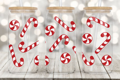 Candy Cane Glass Can Wrap | Christmas SVG SVG B Renee Design 