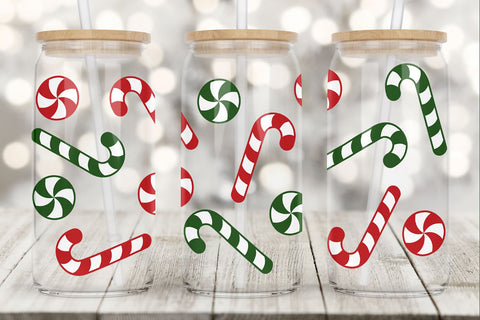 Candy Cane Glass Can Wrap | Christmas SVG SVG B Renee Design 