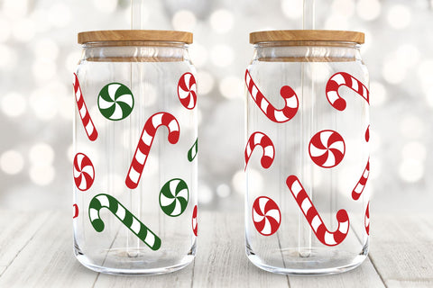 Candy Cane Glass Can Wrap | Christmas SVG SVG B Renee Design 