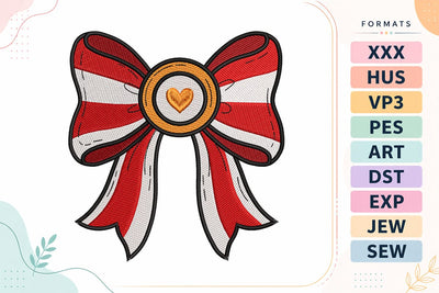 Candy Cane Heart Bow Halloween Embroidery Design Embroidery/Applique DESIGNS sg embroidery 