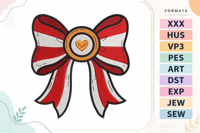 Candy Cane Heart Bow Halloween Embroidery Design Embroidery/Applique DESIGNS sg embroidery 