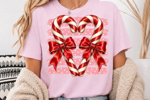 Candy Cane Heart Red Bow PNG Sublimation nirmal108roy 